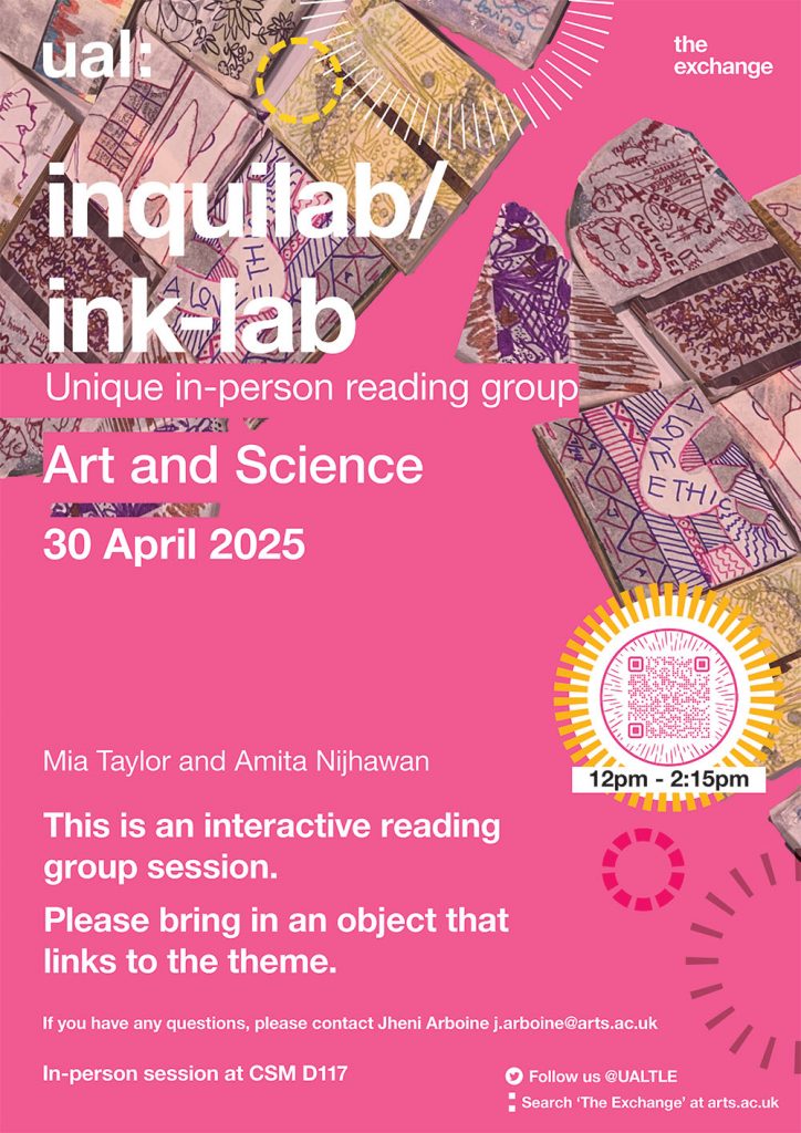 Poster for Inquilab session 'Art and Science', April 2025